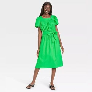 Who What Wear Midi Peasant Dress